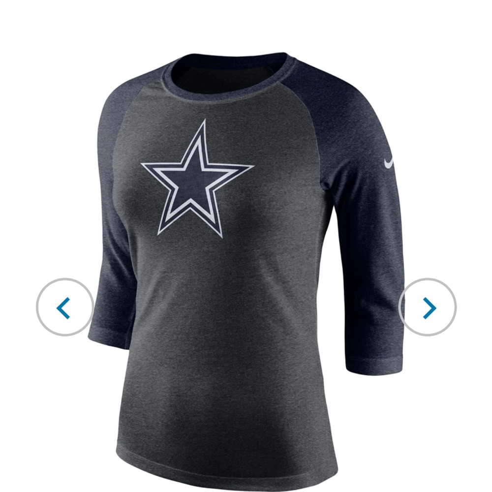 Cowboys Women's Nike Logo Tri-Blend 3/4-Sleeve Raglan Tee